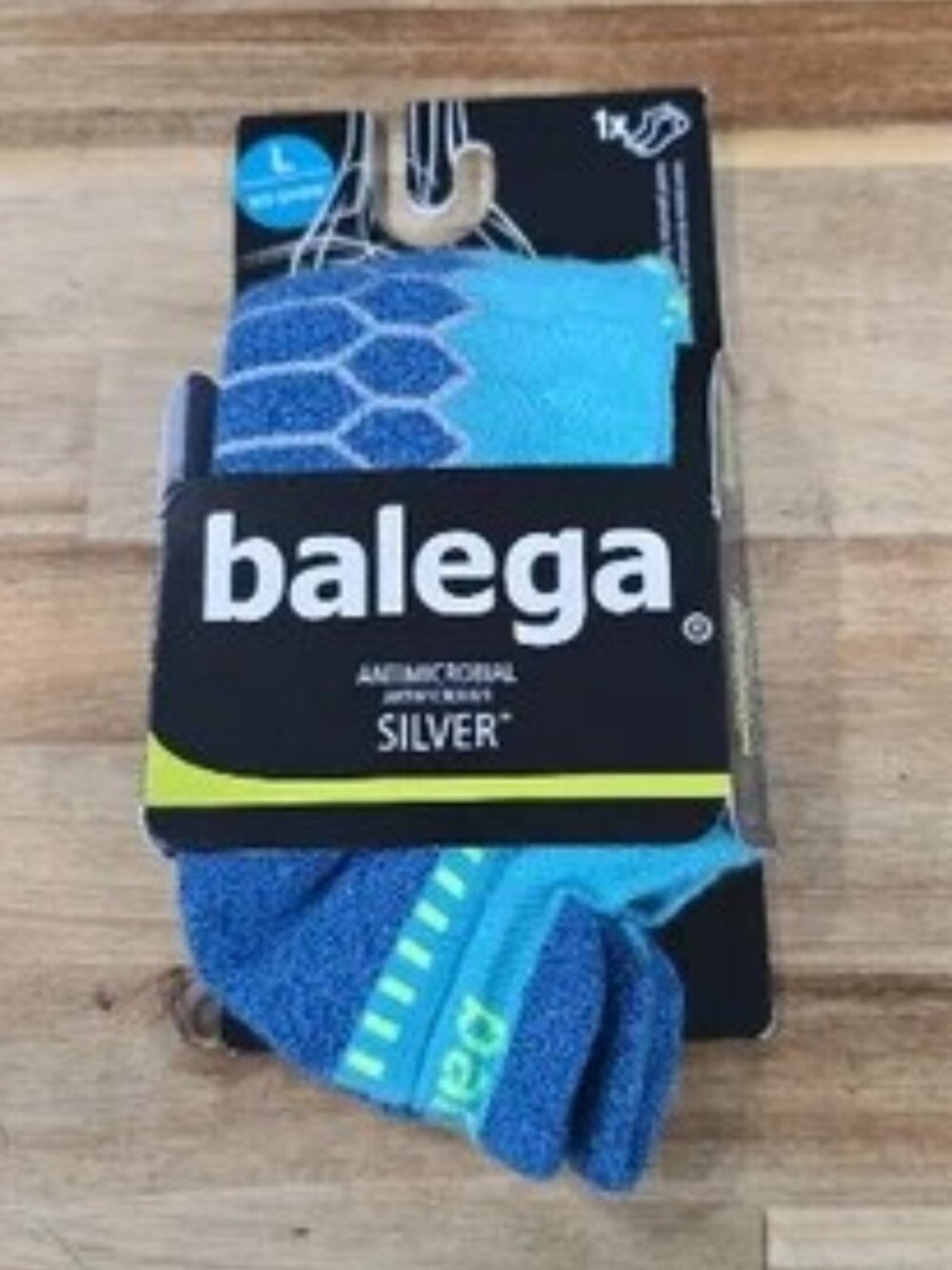 Balega Antimicrobial Silver No Show Socks Men's Large NWT Silver/Colbalt